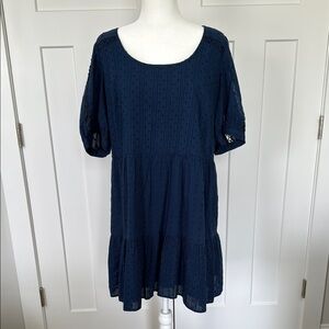 Navy Blue Eyelet Dress